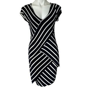 Sofie B. Body Hugging Blue Striped Mini-Dress